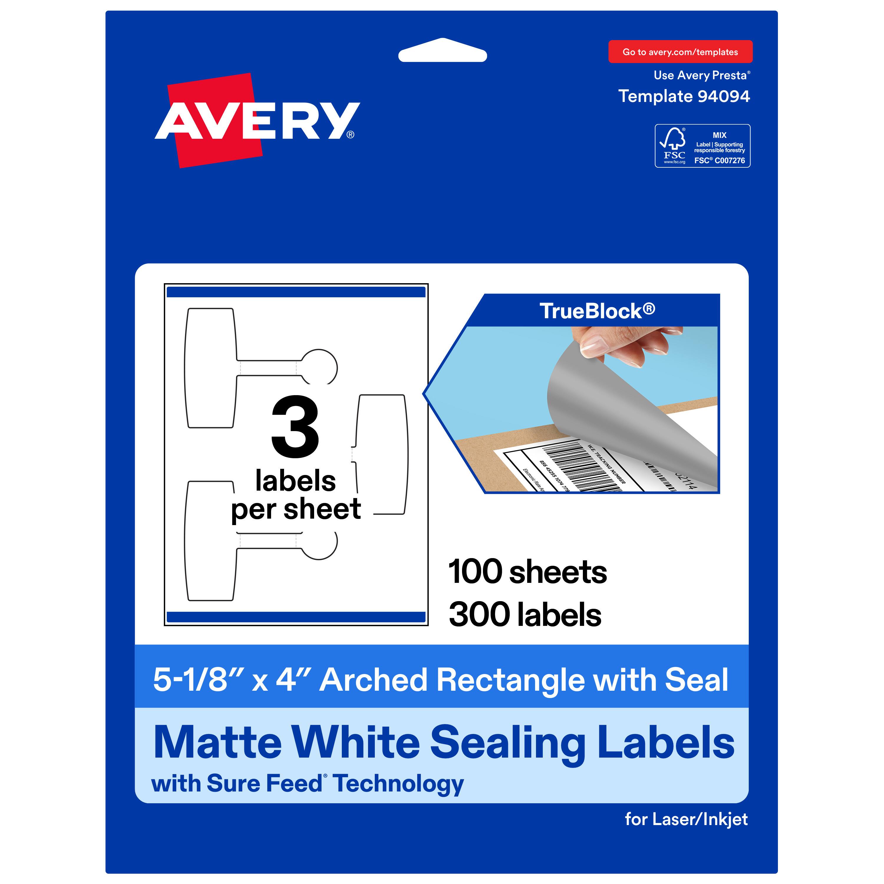 "Avery - Avery® Sealing Labels, 5-1/8"" x 4"", TrueBlock Matte 300 Total - White" price history on PriceWatchPro