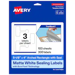 Avery - Avery® Sealing Labels, 5-1/8" x 4", TrueBlock Matte 300 Total - White