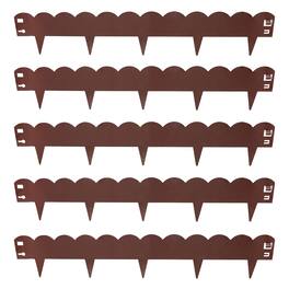 Sunnydaze - 5-Piece Steel Scalloped Garden Edging Border - 41.75" - Brown