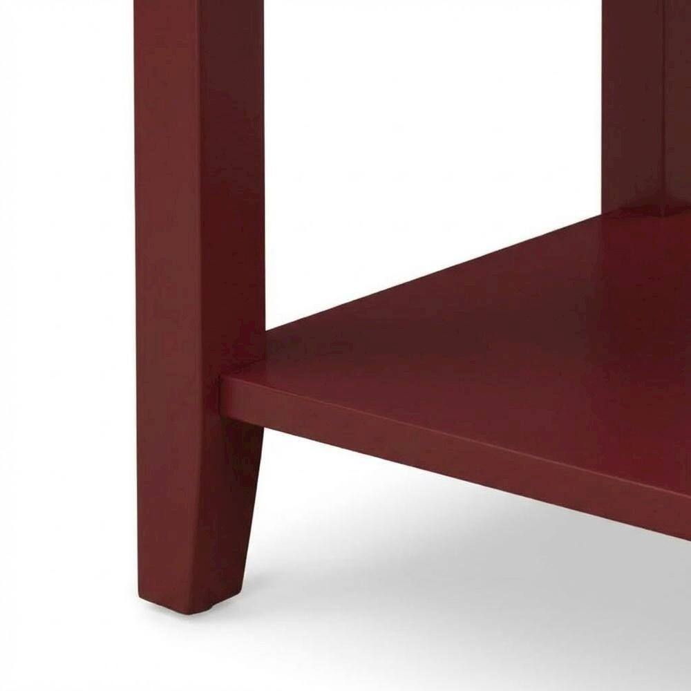 Alt View 1. FurniFact - Burgundy Mid Century Night Stand with Single Drawer and Sturdy Design - Burgundy.