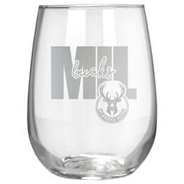 Great American Products - Milwaukee Bucks Etched 17oz. City Stemless Wine Glass - Multicolor
