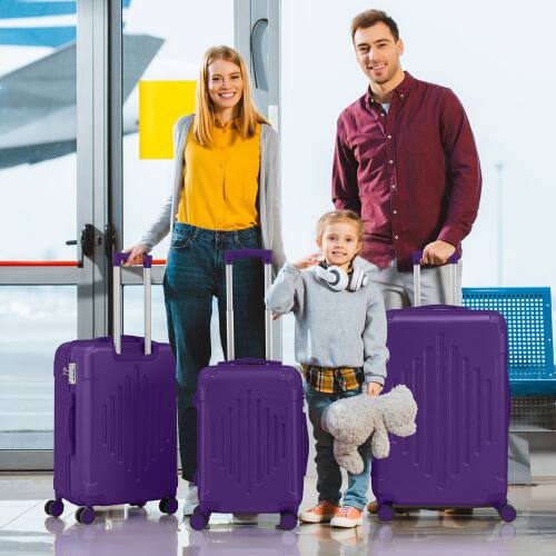 Alt View 7. Winado - 3 Piece 20" 24" 28" Carry On Luggage Set Spinner Wheels Trolley Hardside Suitcase Sets with TSA Lock for Travel Business - Purple.