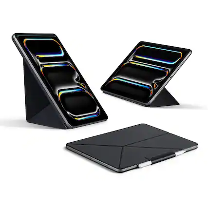 Front. Pitaka - iPad Air 11" M4/M3/M2 & ipad Pro 11" 1st–4th Gen Magnetic Case, Portrait/Landscape Stand with 4 Angles - Black.