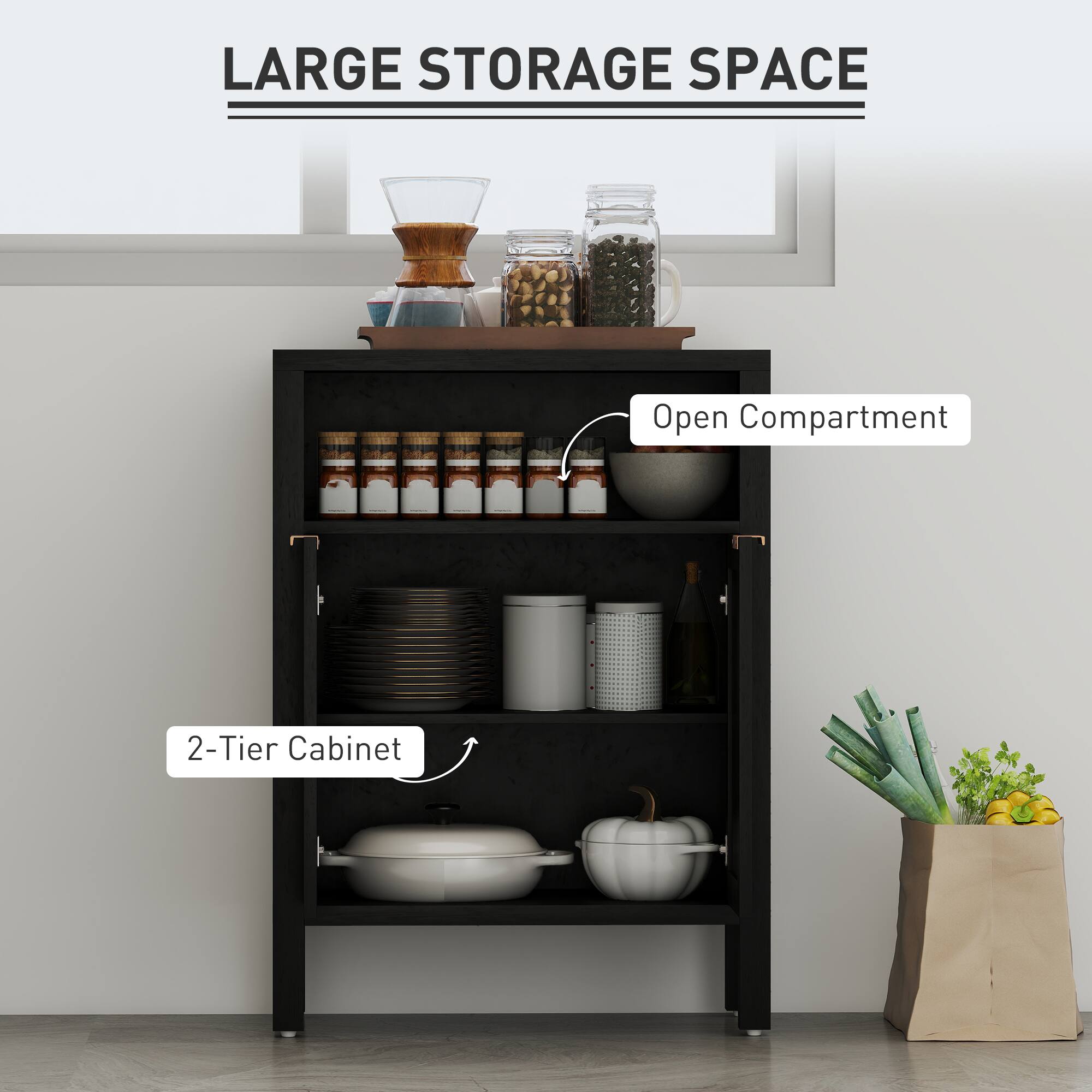 LARGE STORAGE SPACE
Open Compartment
2-Tier Cabinet