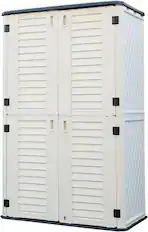 Front. Yardgrace - 66 Cu.ft Waterproof Resin Vertical Storage Shed, Lockable. Outdoor Storage Box for Garden, Backyard, Home & Pool - White.