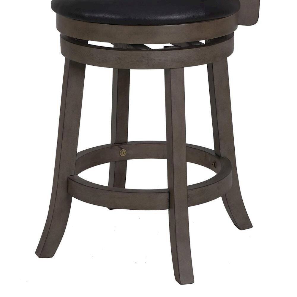 Left. FurniFact - Wood Swivel Counter Stool Gray PU Seat - Dark Gray.