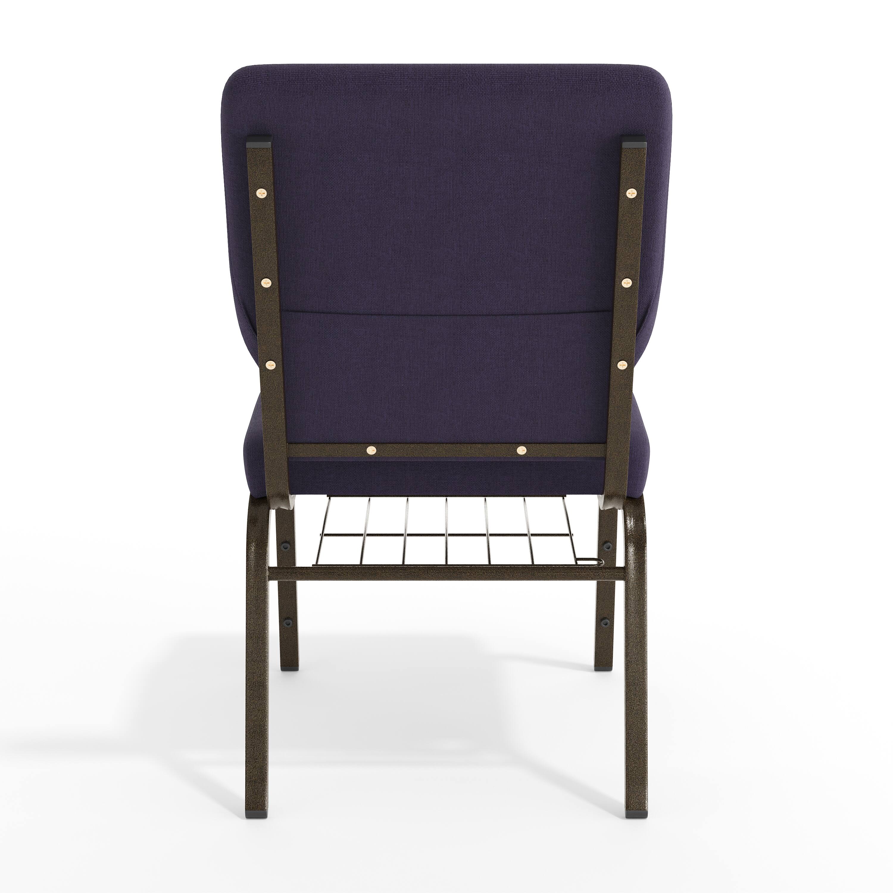 Alt View 7. Emma + Oliver - 18.5"W Church/Reception Guest Chair with Communion Cup Book Rack - Royal Purple Fabric/Gold Vein Frame.