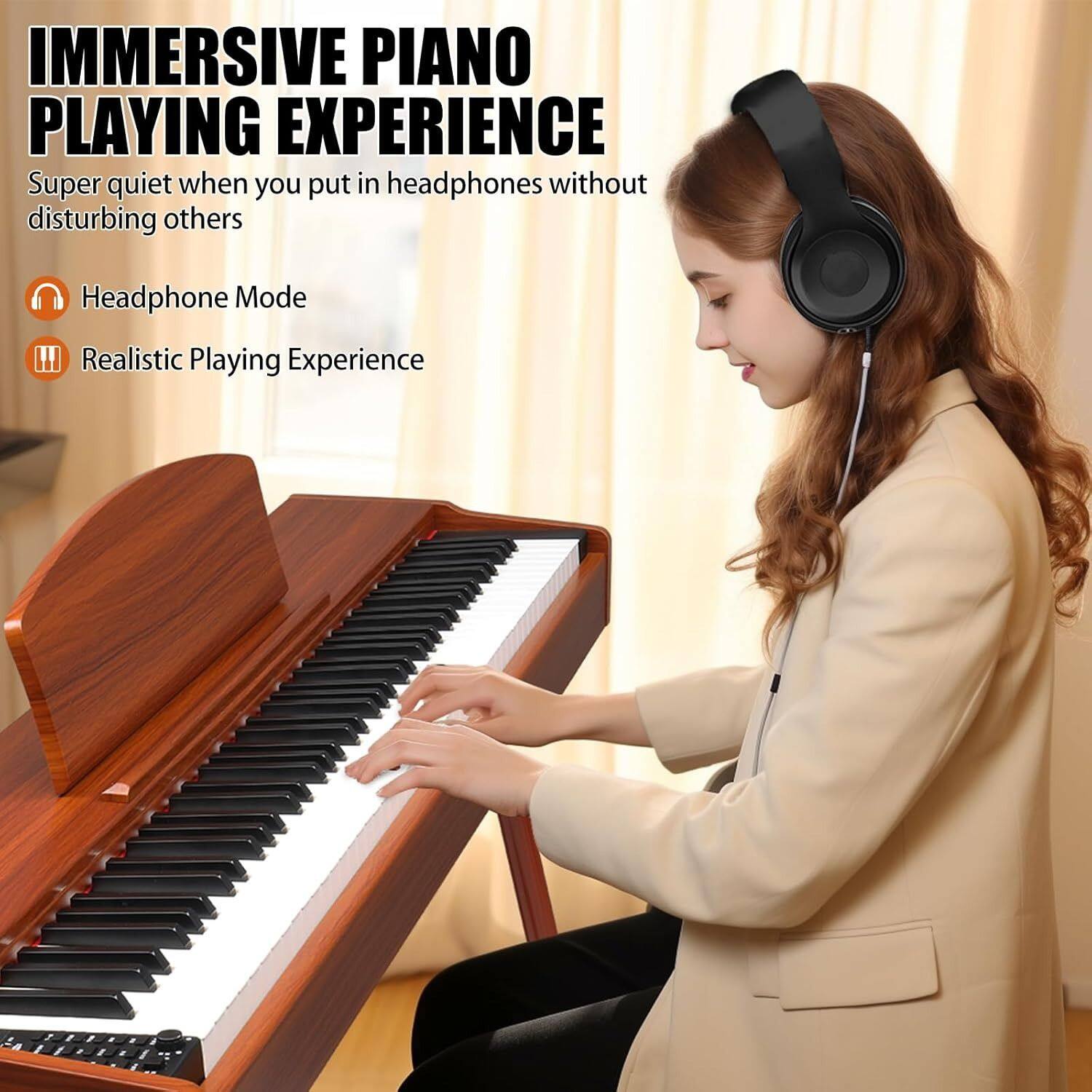 IMMERSIVE PIANO PLAYING EXPERIENCE

Super quiet when you put in headphones without disturbing others

- Headphone Mode
- Realistic Playing Experience