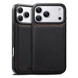 Dteck - for Apple iPhone 17 Pro Max Retro PU Leather Wallet Case,Shockproof Magnetic Closure Flip Hidden Card Slots Back Cover - Black