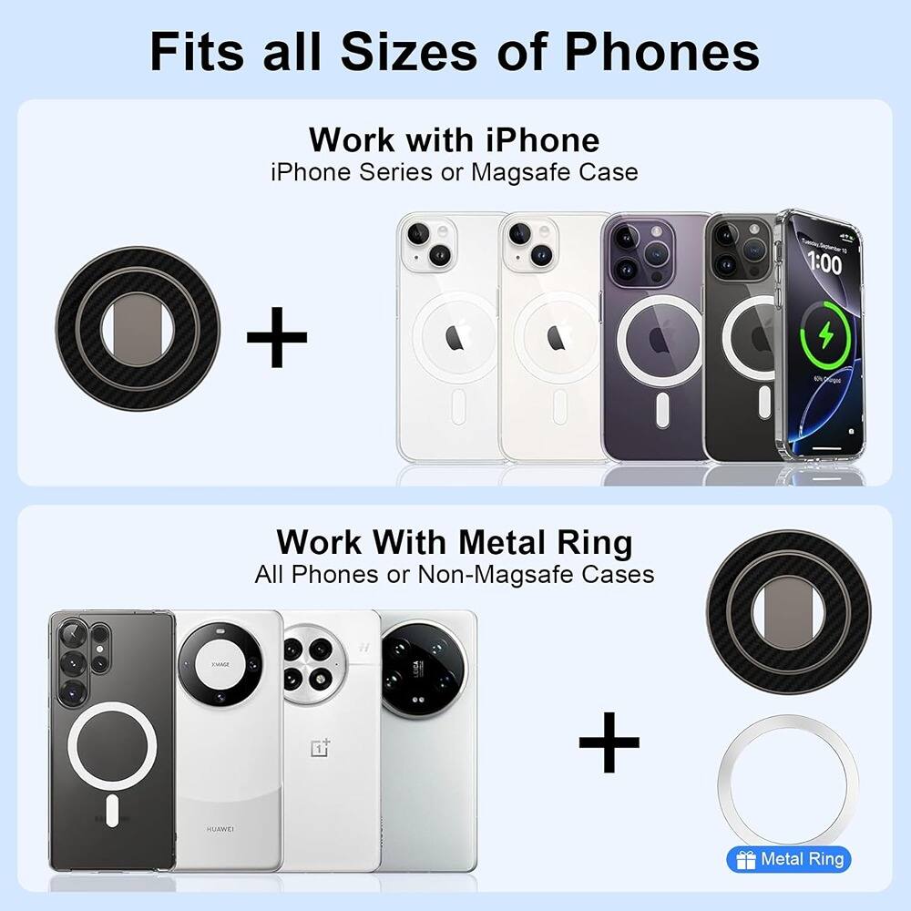 Left. PARKER SLATER - Magnetic Phone Ring Holder & Kickstand, Dual-Sided Grip - black.