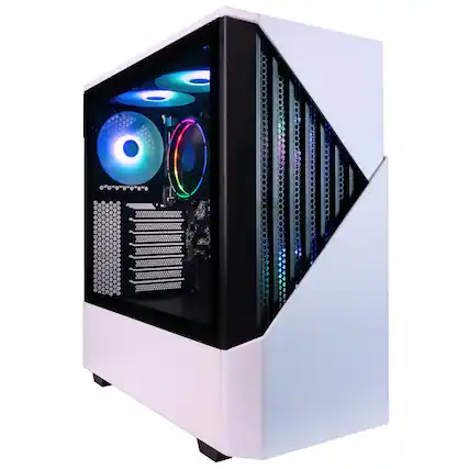 Front. Periphio - Periphio Castle Gaming PC Desktop - AMD Ryzen 7 CPU, Vega 8 Graphics, 32GB RAM, 1TB Storage-WiFi Built-In-Win 11 Gaming - White.