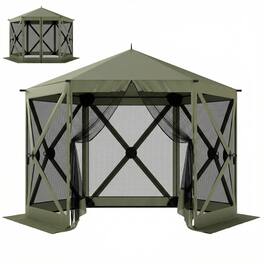 Outsunny - 10 x 11 ft Pop Up Gazebo Screen Tent, Outdoor Portable Instant Camping Canopy Screen House Sun Shelter