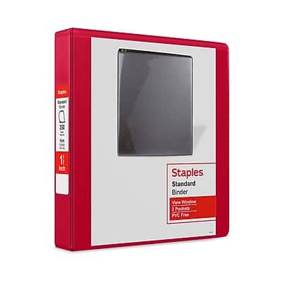 "Staples - 1 1/2"" 3-Ring View Binders, D-Ring - Red" price history on PriceWatchPro