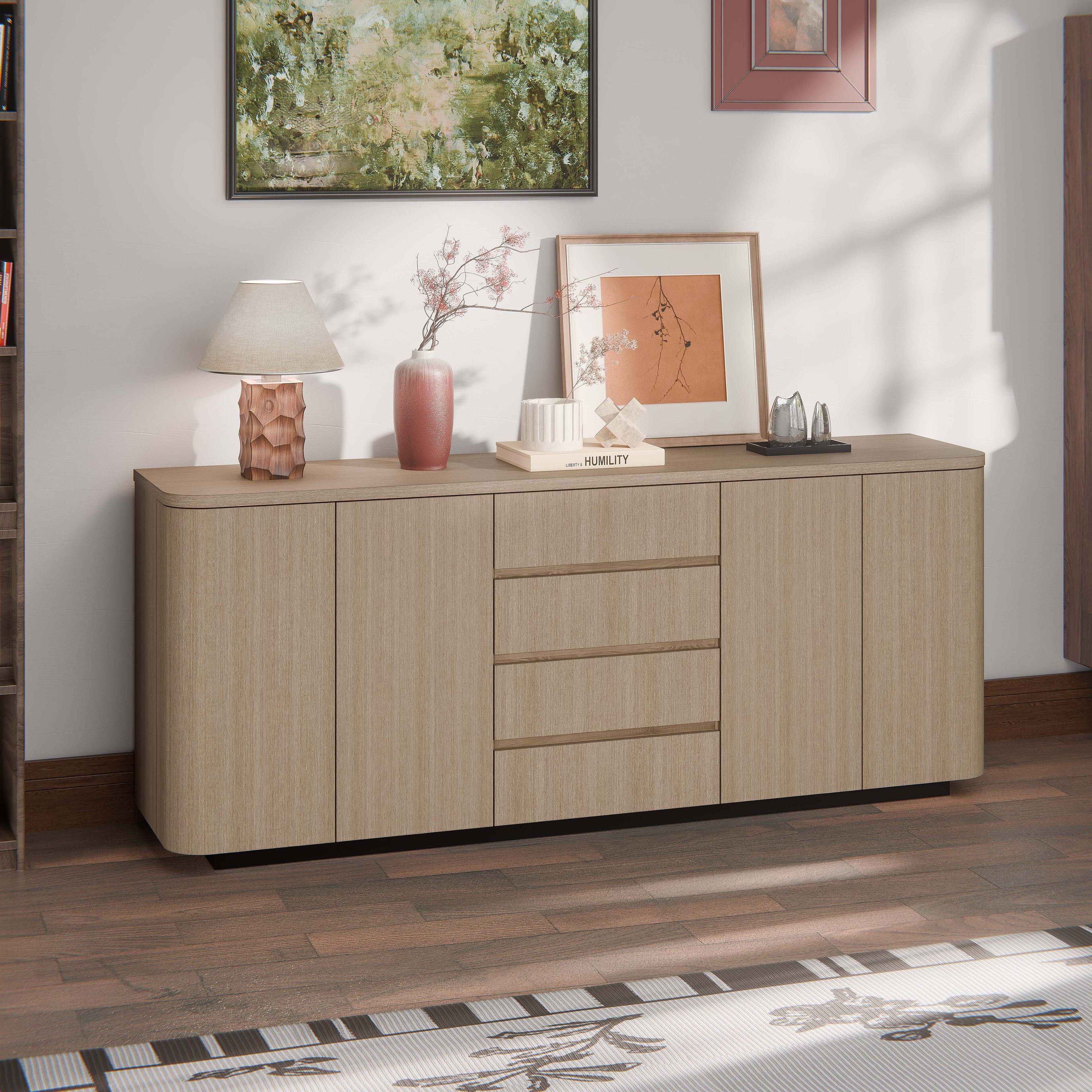 Alt View 5. Homsee - Homsee Modern Storage Cabinet with Drawers and Shelves, Waterproof Top, Smooth Slides & Rounded Corners for Living Room - Wooden.