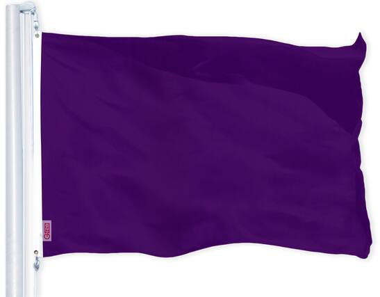 Front. G128 - Printed Flag 3 x 5 ft 150D Polyester Brass Grommets Pole Sleeve - Purple.