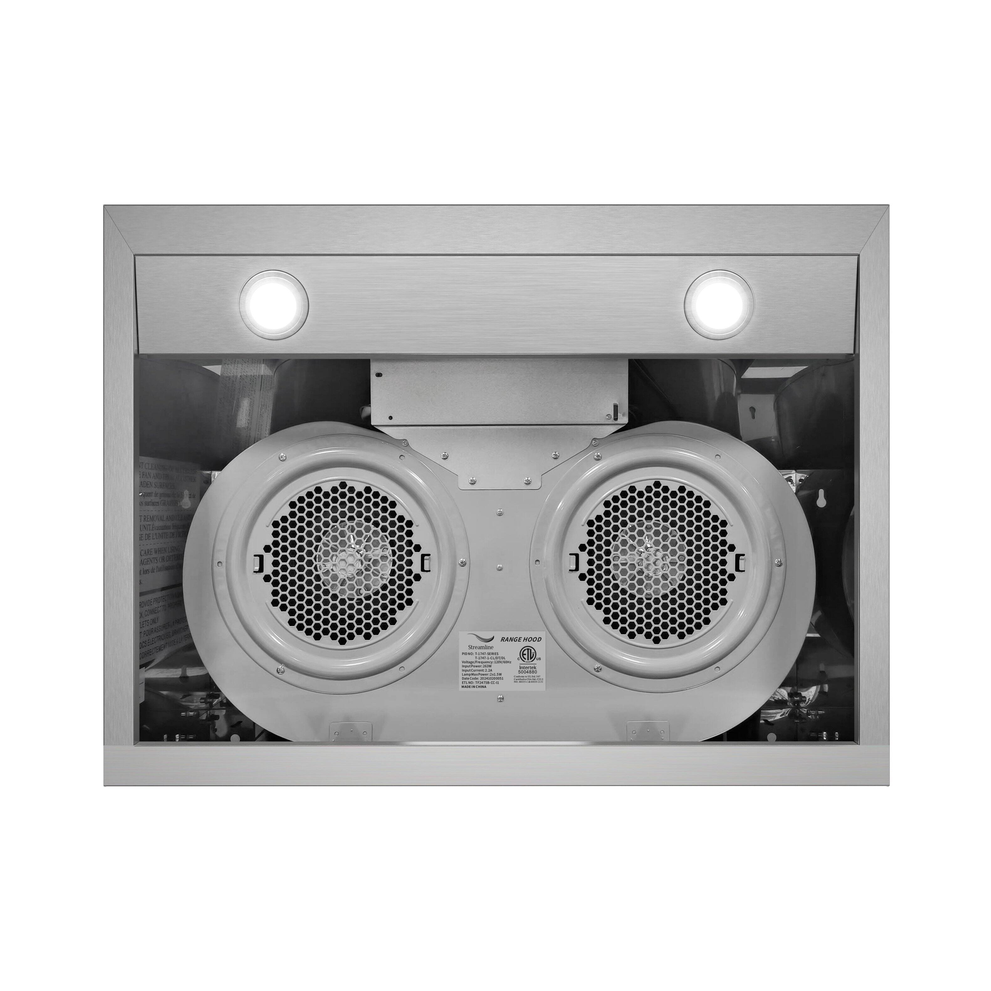 Alt View 8. Streamline - 30 in. Magione Ducted Undermount 406 CFM Range Hood, Baffle Filters, Touchpad Control, LED Lights - Brushed Stainless Steel.