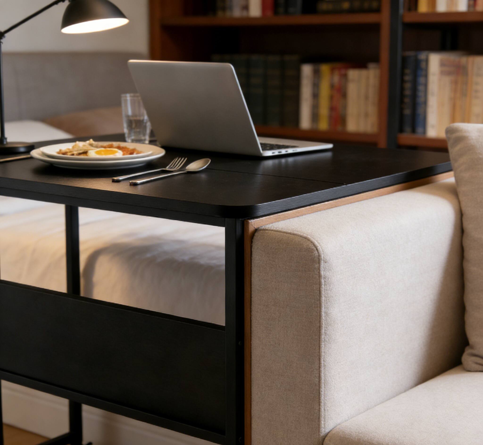 Alt View 4. PexFix - 31.5" Small Folding Desk, Space-Saving Computer Table with Wheels for Home Office & Bedroom - Black.