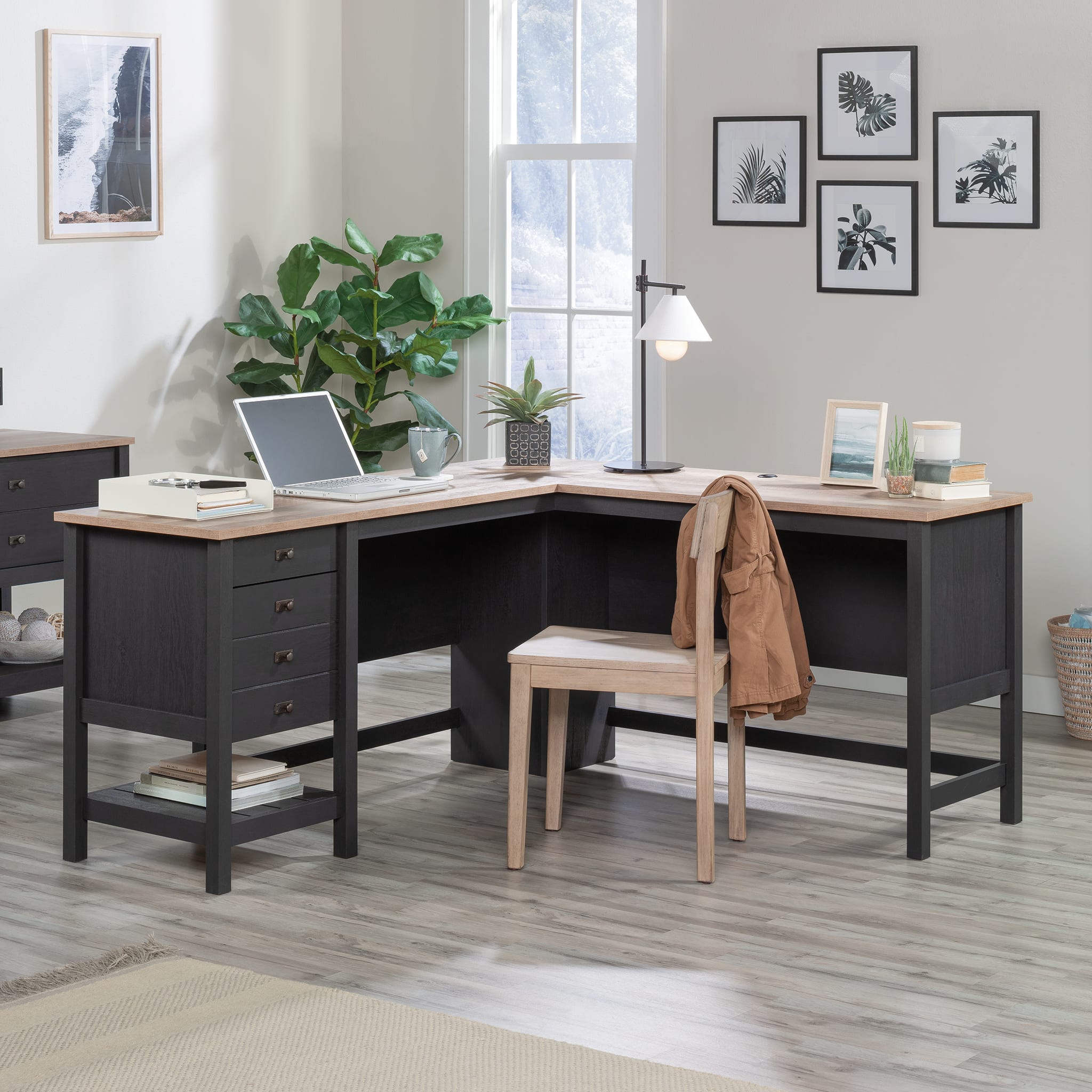 Angle. Sauder - Cottage Road L Desk - Raven Oak - Raven Oak.