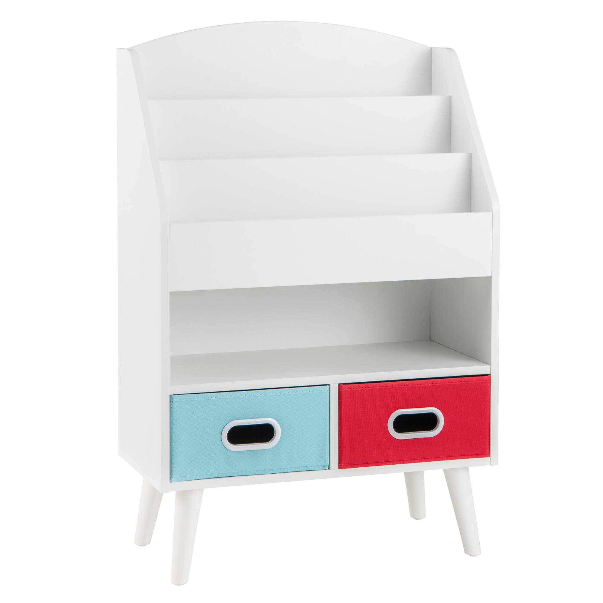 Alt View 9. Gymax - Gymax Kids Bookshelf w/3-Tier Bookshelves Open Compartment & 2 Foldable Fabric Drawers - White.