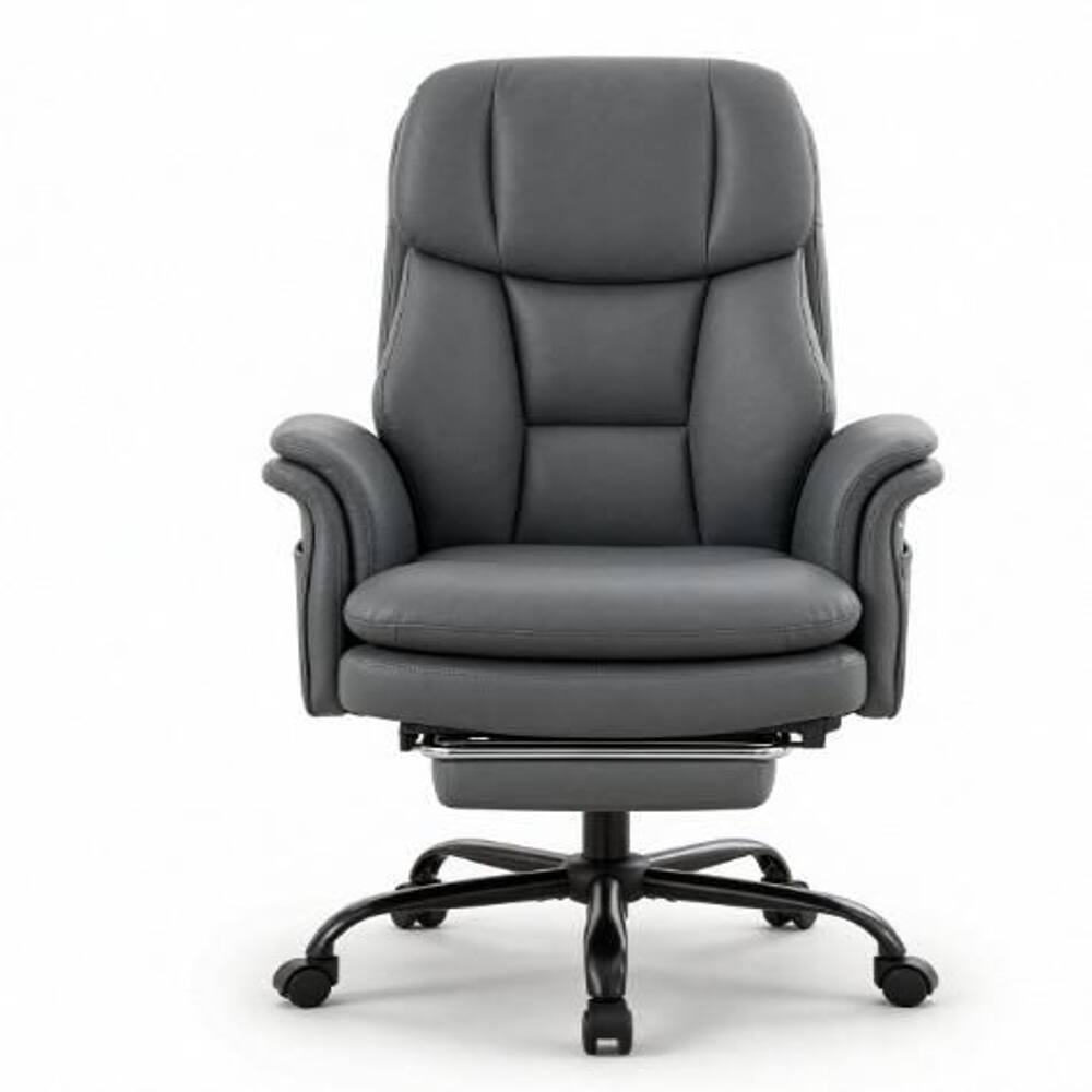 Angle. Loheer - Loheer Big and Tall Office Chair Ergonomic Executive Chair with Footrest Cross Legged Design 500 lbs Capacity Grey - Grey + Black.