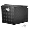 Front. VEVOR - Trailer Tongue Box, Aluminum Alloy Diamond Plate Tongue Box Tool Chest,Heavy Duty Trailer Box Storage with Lock and Keys - Black.