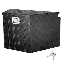 VEVOR - Trailer Tongue Box, Aluminum Alloy Diamond Plate Tongue Box Tool Chest,Heavy Duty Trailer Box Storage with Lock and Keys - Black