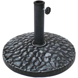 Sunnydaze - 18 in Pebble Texture Resin Round Patio Umbrella Base - Gray