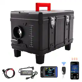 VEVOR - 8KW Diesel Heater, 12V/24V All in One Diesel Air Heater, with Bluetooth APP Control, Remote Control and Display Screen - Black
