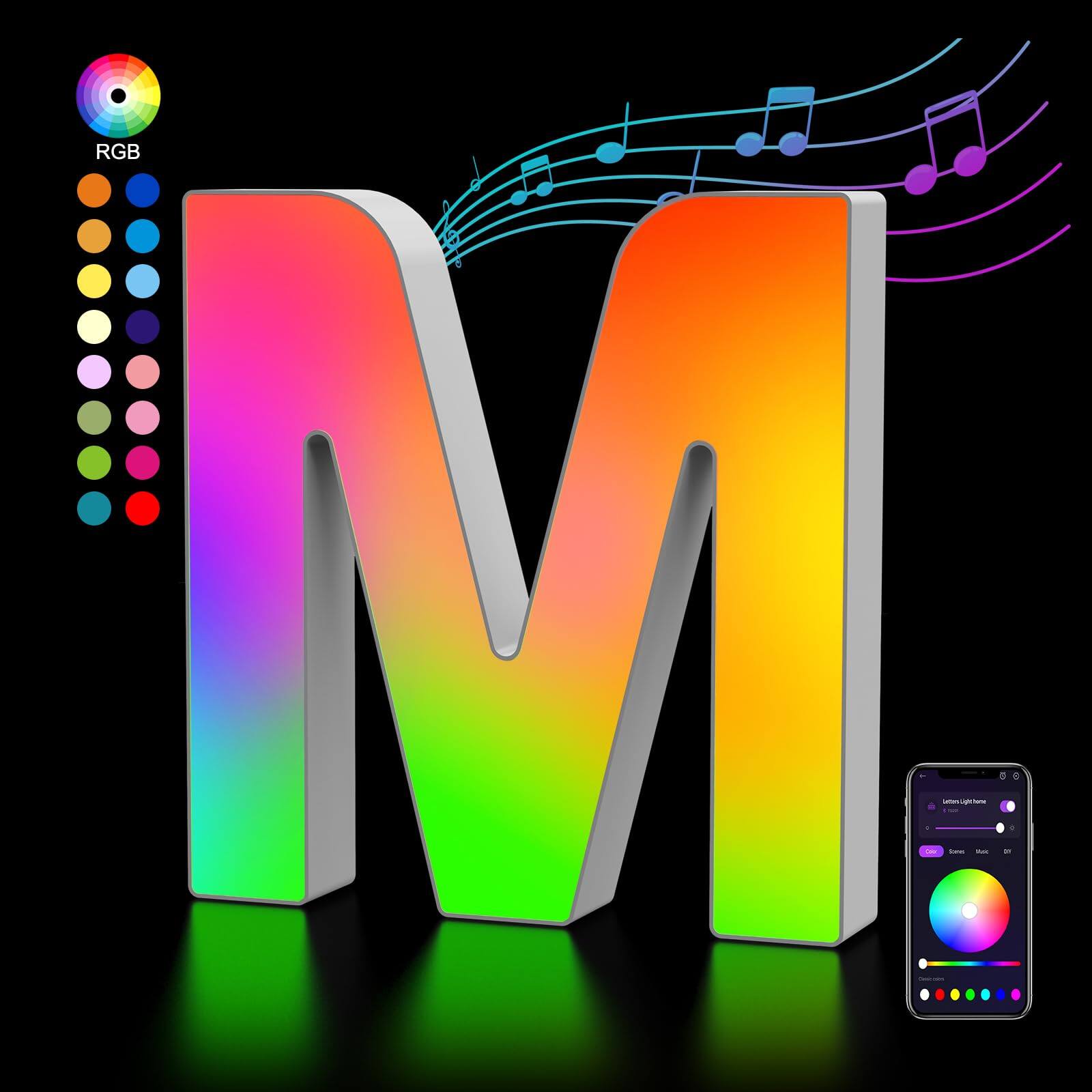 Alt View 1. Paradigms Interiors - Led Marquee Letters Lights - Usb App Control Color Changing Light Up Personalized Night Name Sign Gift For ... - Letter-L.