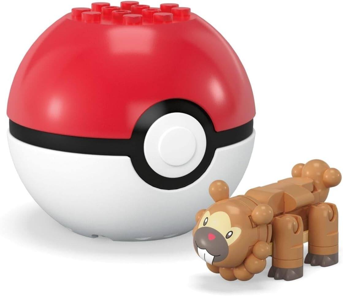 Alt View 3. MEGA - MEGA Pokemon: Series 23 Bidoof Pokeball - 26 Piece Building Set.