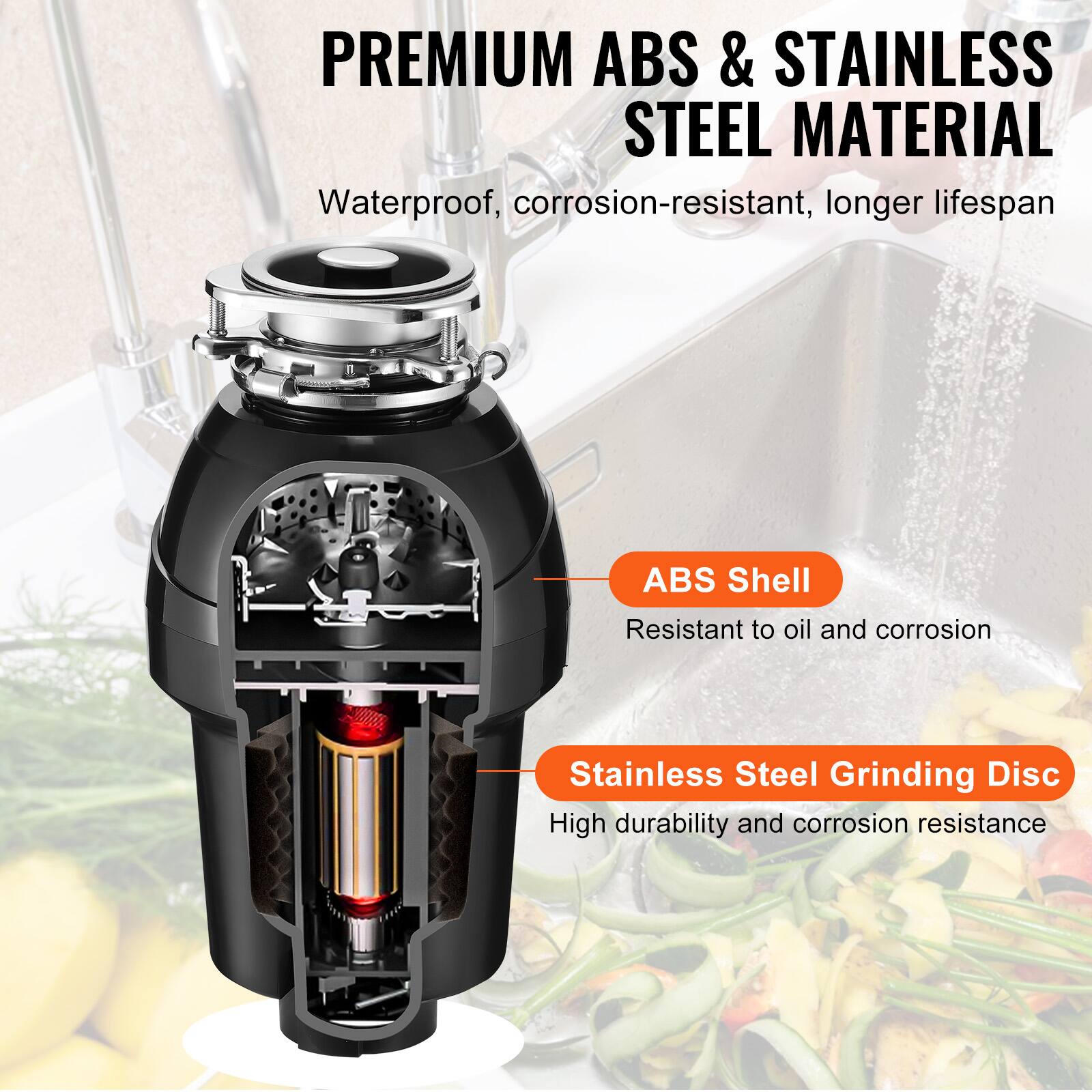 PREMIUM ABS & STAINLESS STEEL MATERIAL  
Waterproof, corrosion-resistant, longer lifespan  
ABS Shell  
Resistant to oil and corrosion  
Stainless Steel Grinding Disc  
High durability and corrosion resistance