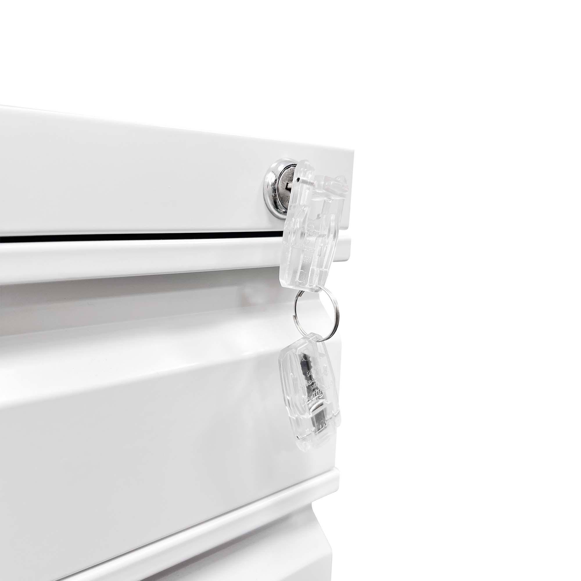 Alt View 6. Spaco - 3 Drawer Mobile File Cabinet with Lock, Metal Home Office Organizer, Fully Assembled - White.