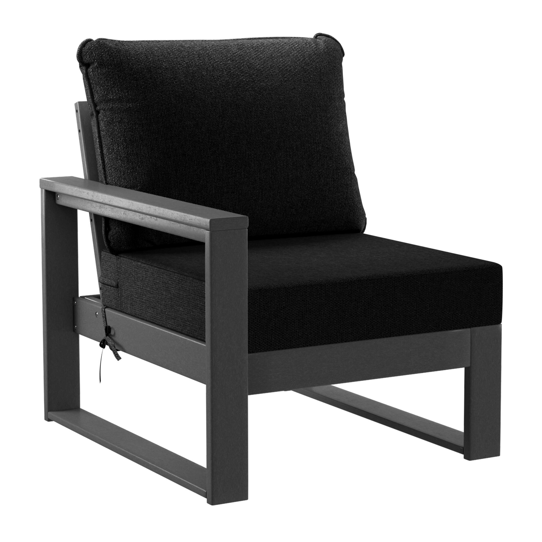 Left. WestinTrends - WestinTrends Montara Outdoor 4-Piece HDPE L-Shaped Modular Patio Sofa Furniture Set - Black.