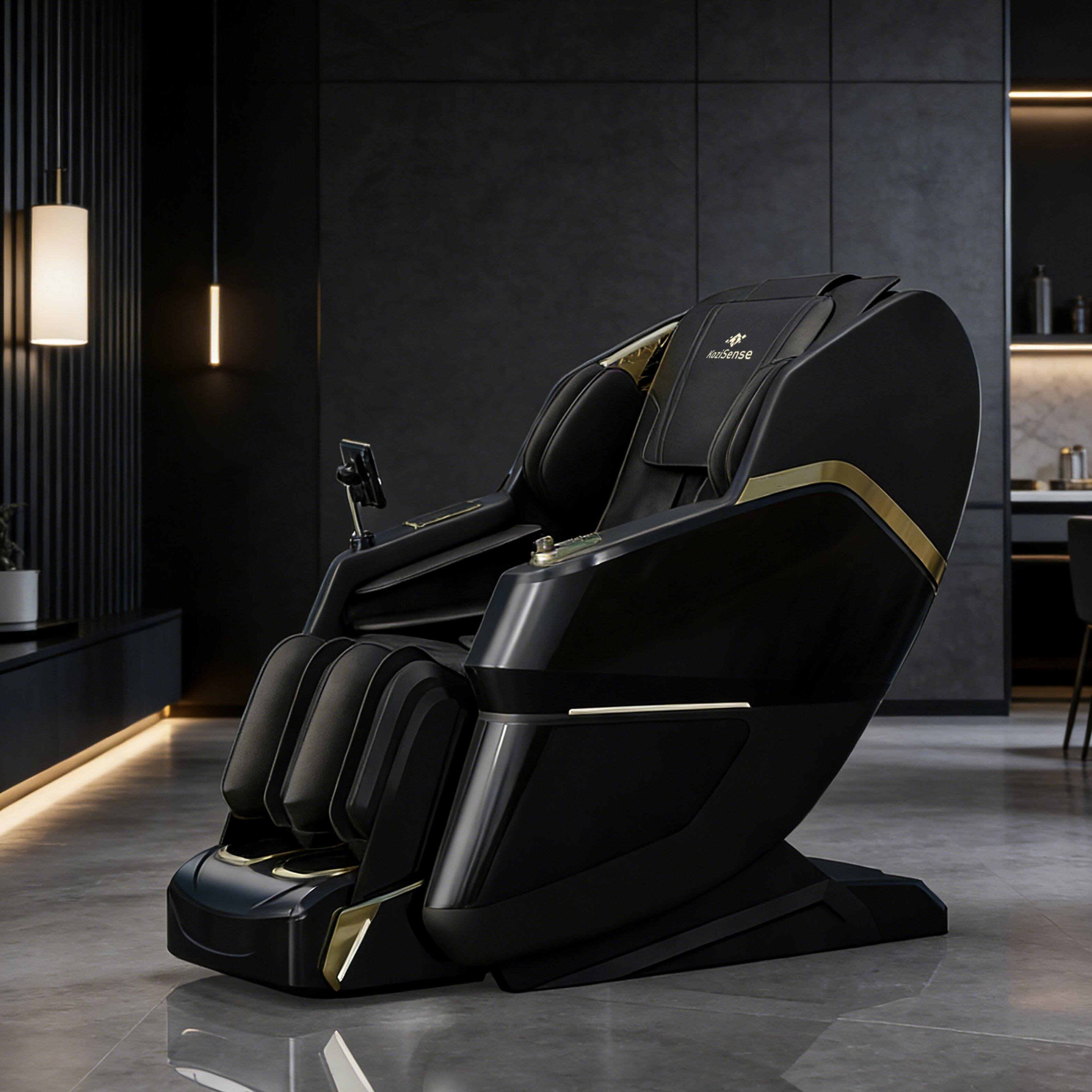 Front. KoziSense - KZ-605 4D Massage Chair,Deep Zero Gravity,Thai Stretch,Auto Extension Legrest,Back and Front Heat,FREE Inside Delivery - Black.