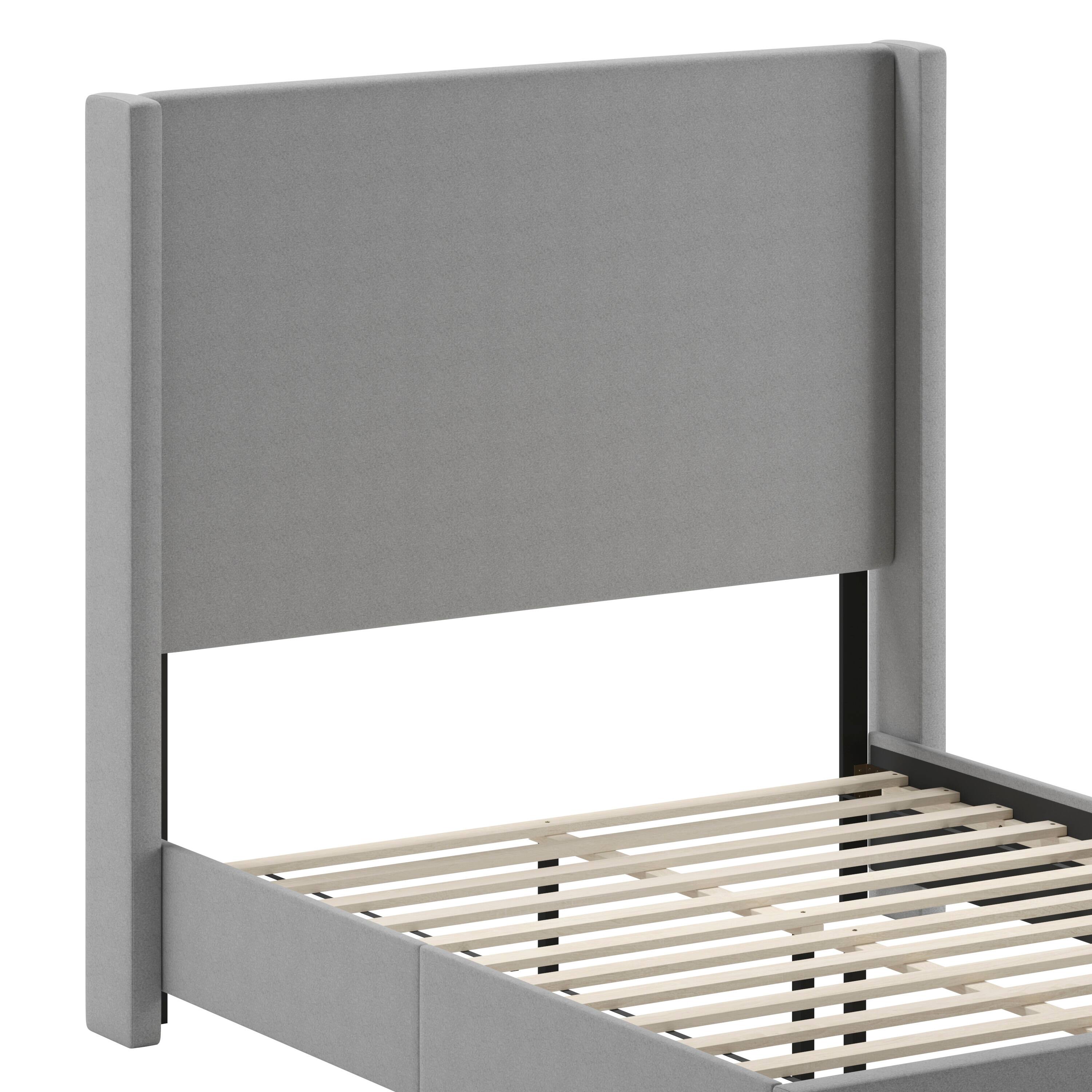 Alt View 10. Emma + Oliver - Nora upholstered Platform Bed with Plush Padded Wingback Headboard and Wood Support Slats - No Box Spring Needed - Gray.