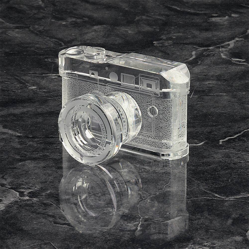 Crystal Camera - 2/3 Sized Replica of Leica M9 Camera w/ Summicron 28mm f/2 Lens; Paperweight, Bookends, Display