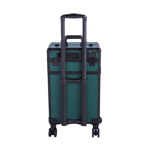 Alt View 4. Winado - 4 in 1 Makeup Train Case Organizer with Key 360°Swivel Wheels Suitcase for Beauticians Hairstylists Nail Tech Student - Green.