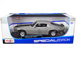 1971 Chevrolet Camaro Gray with Black Stripes "Special Edition" 1/18 Diecast Model Car by Maisto