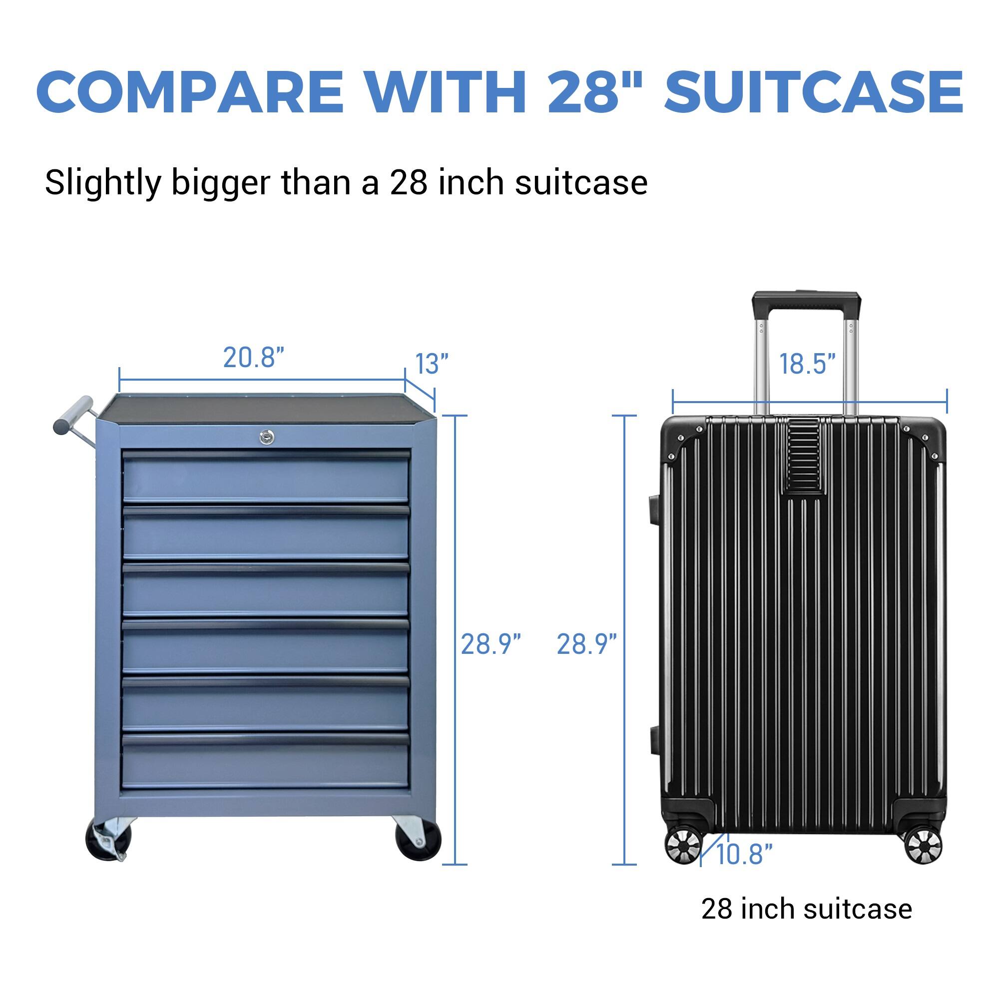 COMPARE WITH 28" SUITCASE

Slightly bigger than a 28 inch suitcase

20.8" 13" 18.5" 28.9" 28.9" 10.8" 28 inch suitcase