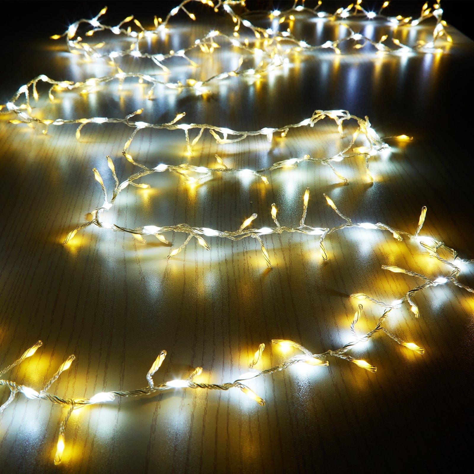 IMAGE - 16.4ft 300 LED Firecracker Cluster Twinkle Lights - Mixed Warm White & White