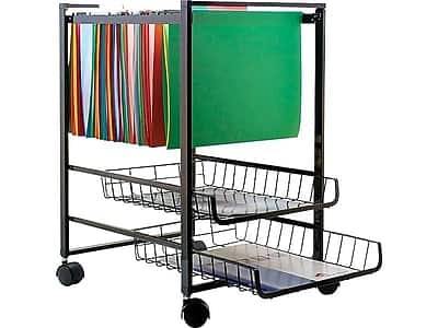 Front. Advantus - 2-Shelf Metal Mobile File Cart with Lockable Wheels - Black.