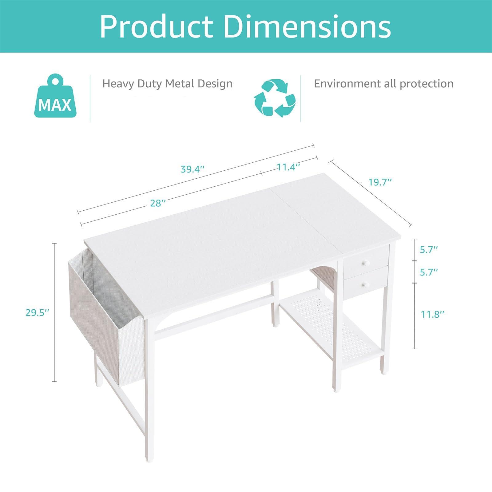 Product Dimensions

Heavy Duty Metal Design

Environment all protection

- Length: 39.4"
- Width: 19.7"
- Depth: 28"
- Height: 29.5"
- Drawer Height: 5.7"
- Drawer Depth: 11.4"
- Shelf Height: 11.8"