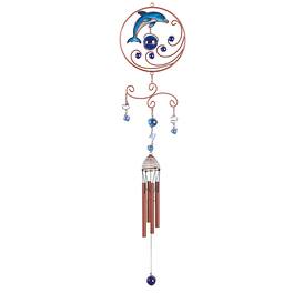 FC Design - 35" Long Dolphin Copper and Gem Wind Chime Outdoor Patio or Garden Hanging Decoration - Multi-Color