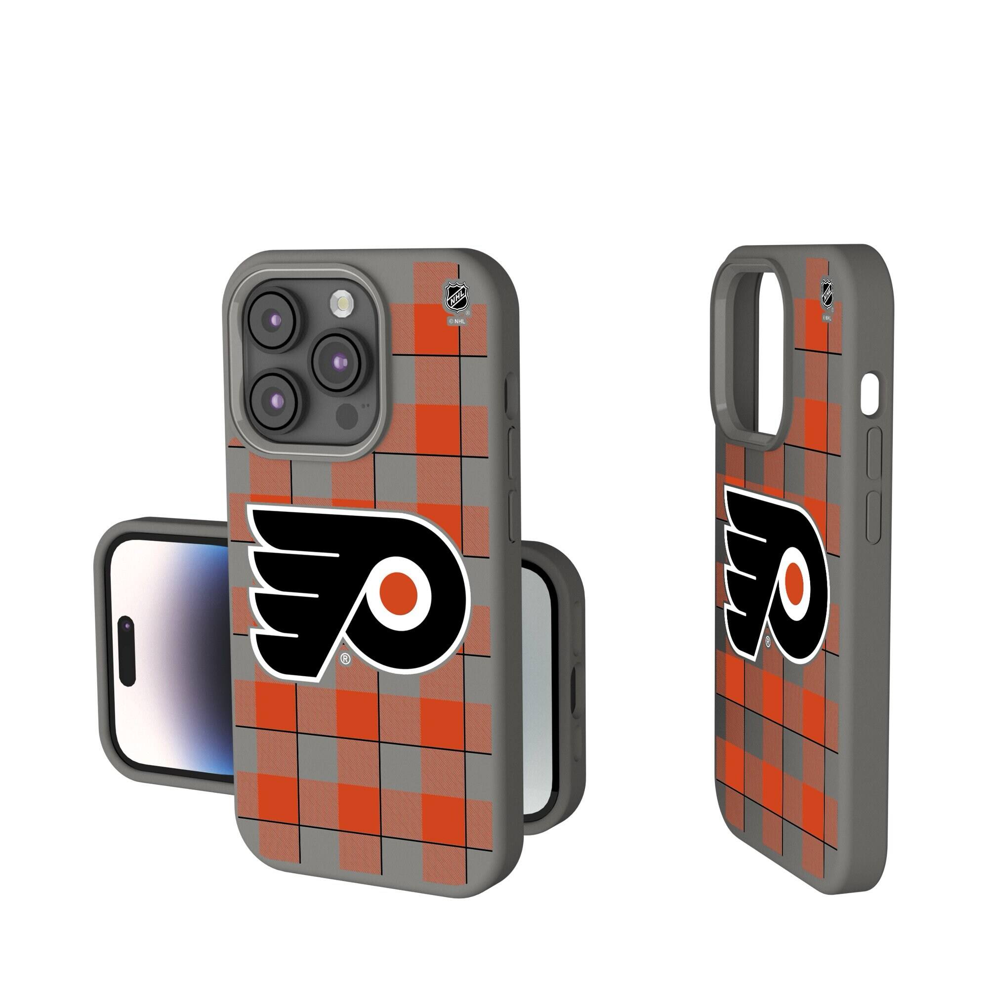 Keyscaper - NHL - Philadelphia Flyers Plaid Soft Touch iPhone Case - 14 - Gray