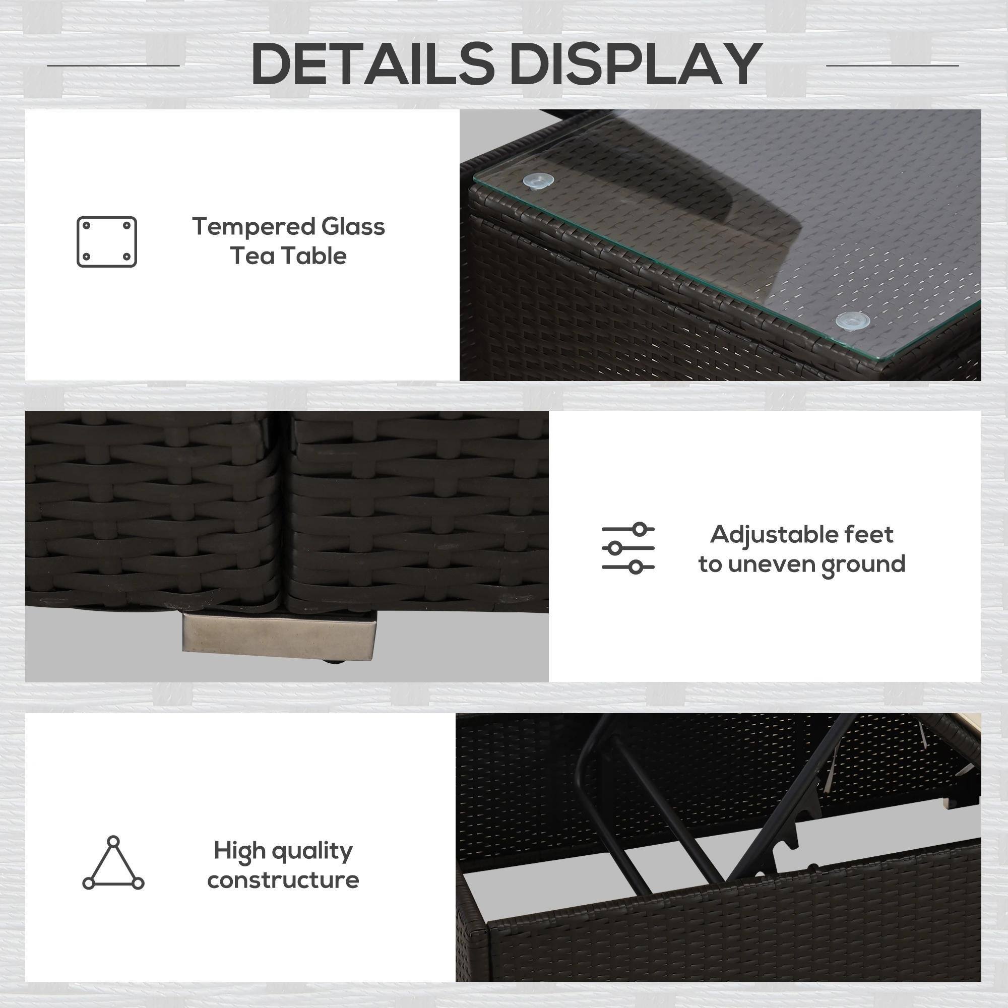 DETAILS DISPLAY

- Tempered Glass Tea Table
- Adjustable feet to uneven ground
- High quality constructure