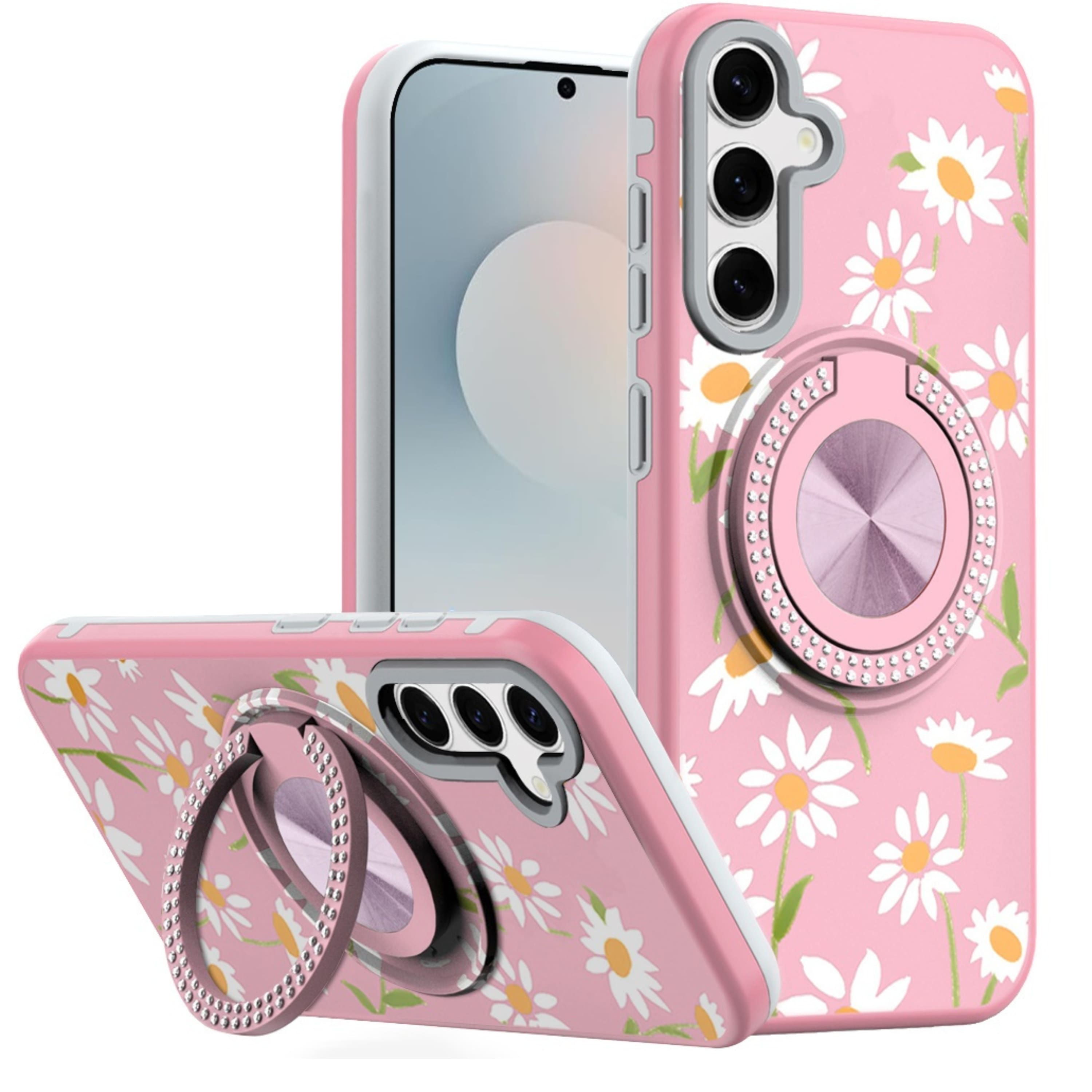 Kitcheniva - 360 Rotating Stand Case With Tempered Glass For Samsung S25 FE Floral Pink - Pink Floral price history on PriceWatchPro
