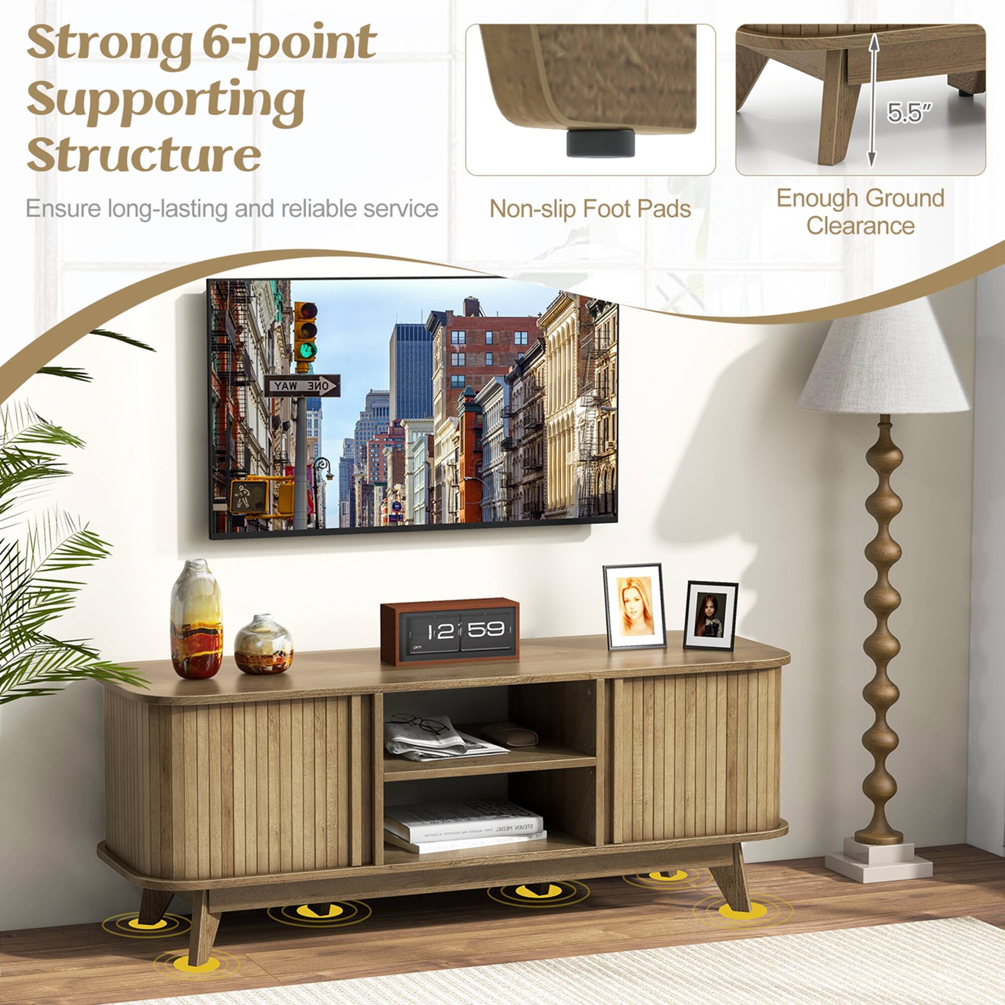 Strong 6-point Supporting Structure Ensure long-lasting and reliable service Non-slip Foot Pads 5.5" Enough Ground Clearance.