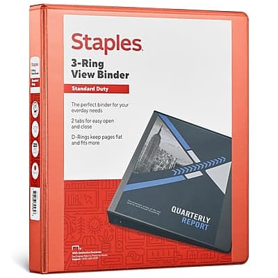 "Staples - 1"" 3-Ring View Binder, D-Ring - Orange" price history on PriceWatchPro