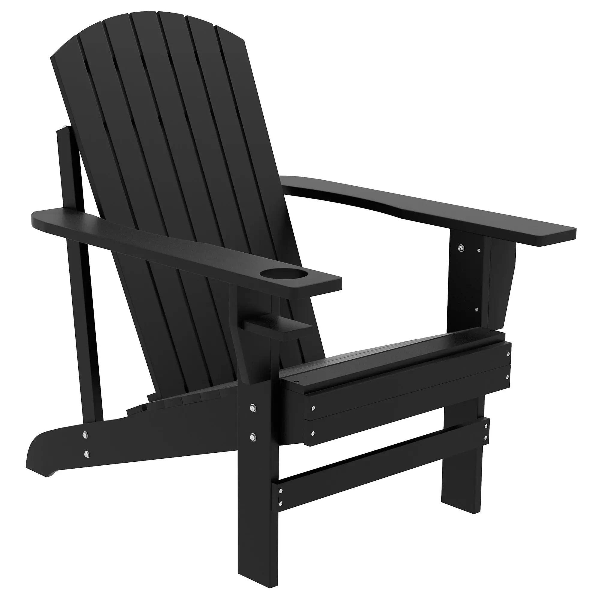 Angle. Resenkos - Resenkos Oversized Adirondack, Outdoor Fire Pit, Porch Seating, Classic Log Lounge, Built-in Cupholder, Black - Black.