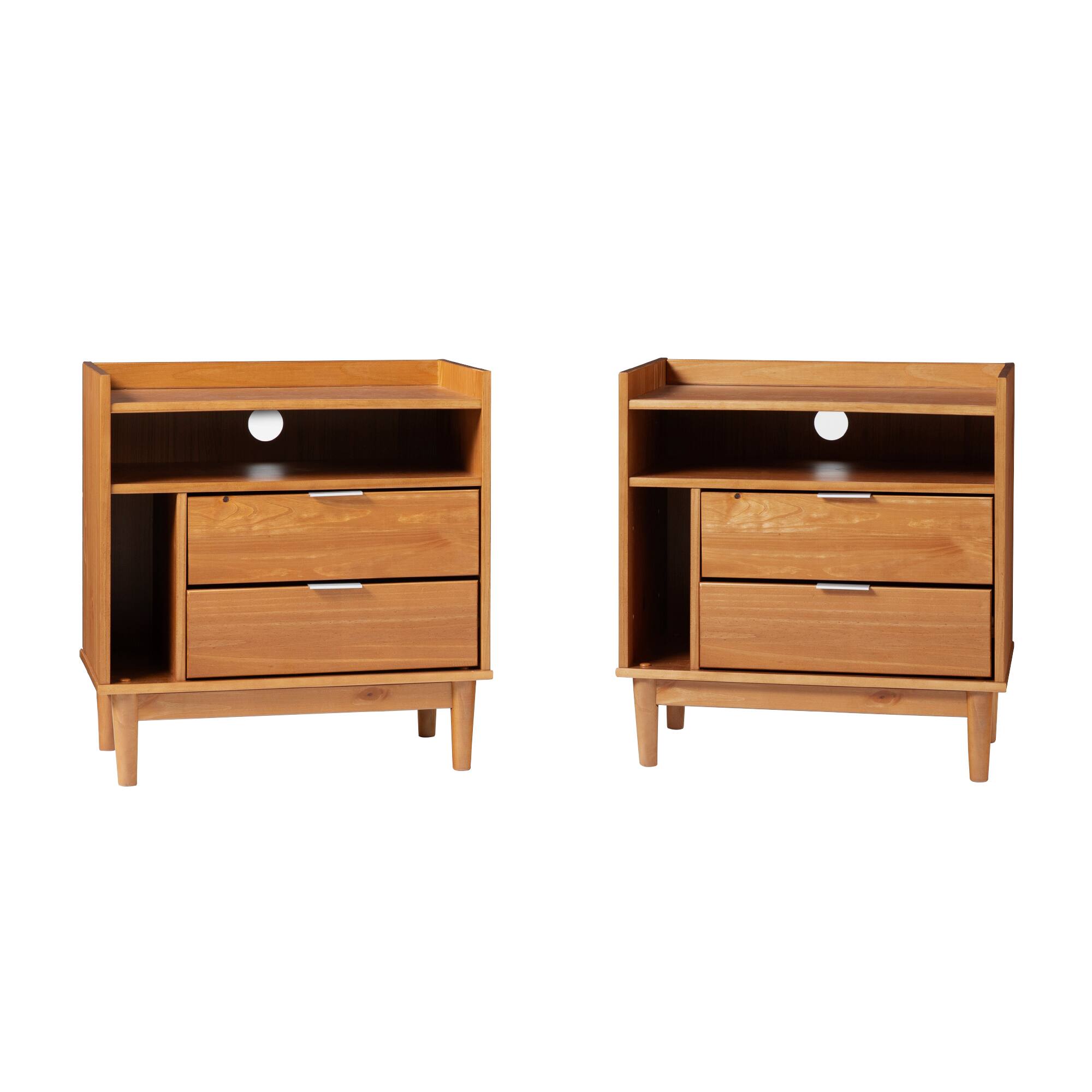 Front Zoom. Walker Edison - Boho Solid Wood Nightstand (set of 2) - Caramel.